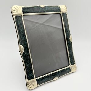 Vtg Art Deco Two Tone Gold Frame Hunter Green Picture Frame English Cottage 5x7
